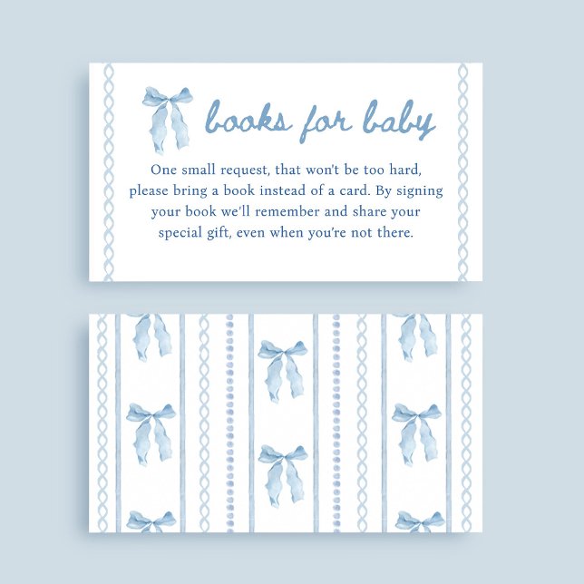 Tarjeta De Recepción Blue Bow Boy Baby Shower Books para el bebé (Subido por el creador)