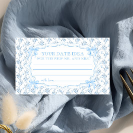 Tarjeta De Recepción Blue Bow Bridal Shower Date Ideas Noche