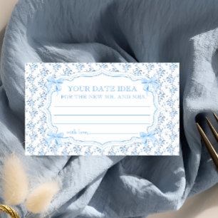 Tarjeta De Recepción Blue Bow Bridal Shower Date Ideas Noche