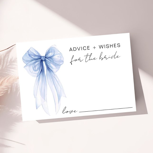 Tarjeta De Recepción Blue Bow Bride Bridal Shower Consejos Y Deseos (Subido por el creador)