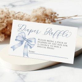 Tarjeta De Recepción Blue Bow Coquette Baby Shower Diaper Raffle