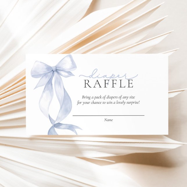 Tarjeta De Recepción Blue Bow Diaper Raffle Baby Shower (Subido por el creador)
