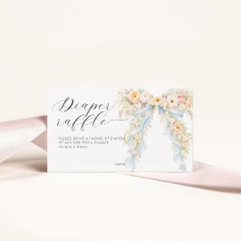 Tarjeta De Recepción Blue Bow Diaper Raffle Ticket For Baby Shower
