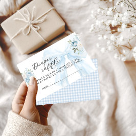 Tarjeta De Recepción Blue Bow Floral Baby Boy Ducha Diaper Raffle