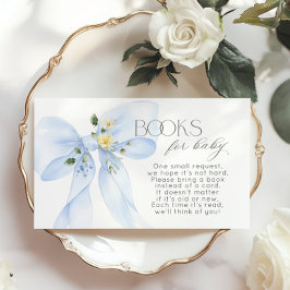 Tarjeta De Recepción Blue Bow Floral Book para bebé