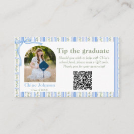 Tarjeta De Recepción Blue Bow Floral Graduation Enclosure Card