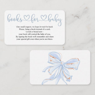 Tarjeta De Recepción Blue Bow Moda Boy Baby Shower Books para bebé
