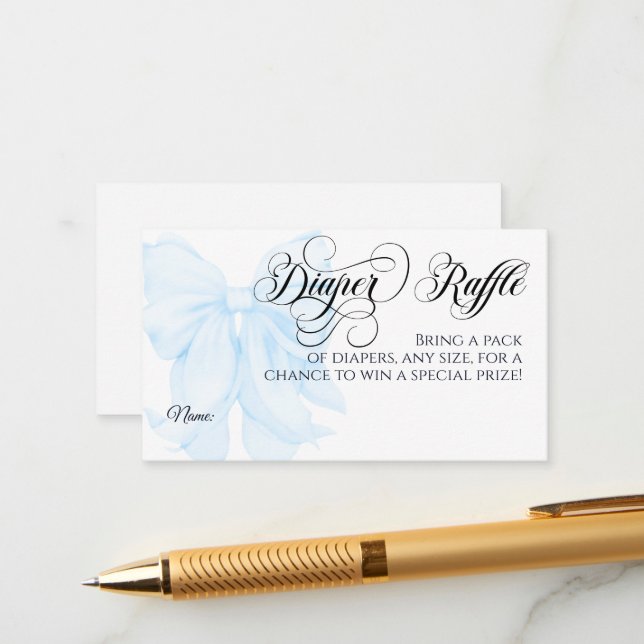 Tarjeta De Recepción Blue Bow Modern Elegant Boy Baby Shower Diaper (Anverso/Reverso In Situ)