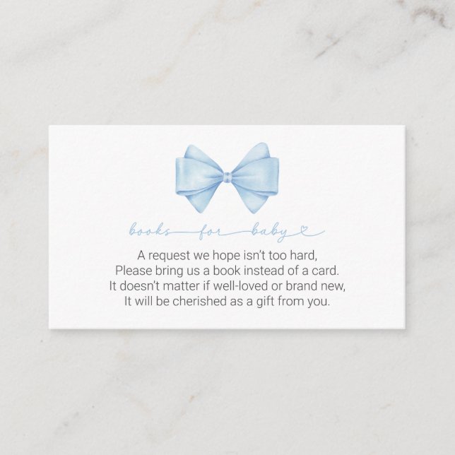 Tarjeta De Recepción Blue Bow - Niños modernos: Libros de Baby Shower p (Anverso)