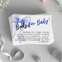 Tarjeta De Recepción Blue Bow Ribbon Cute Baby Shower Book Request