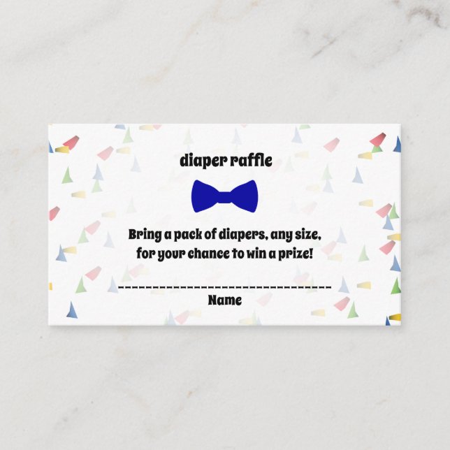 Tarjeta De Recepción Blue Bow Tie Baby Boy Ducha Diaper Raffle Cards (Anverso)