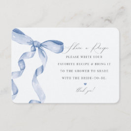Tarjeta De Recepción Blue Bow Tying Knot Share a Receta Insert