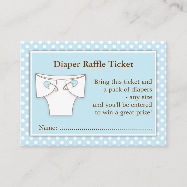 Tarjeta De Recepción Blue Boy Baby Shower Diaper Raffle Ticket Insert (Anverso)