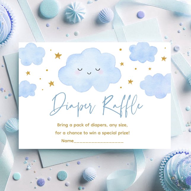 Tarjeta De Recepción Blue Boy Cloud Stars Baby Sprinkle Diaper Raffle (Subido por el creador)