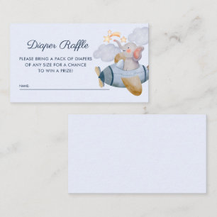 Tarjeta De Recepción Blue Boy Elephant Plane Diaper Raffle Baby Shower