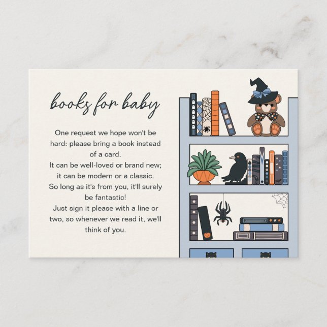 Tarjeta De Recepción Blue Boy Halloween Baby Shower Books For Baby (Anverso)