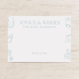 Tarjeta De Recepción Blue Boy Minimal Baby Shower Advice and Wishes