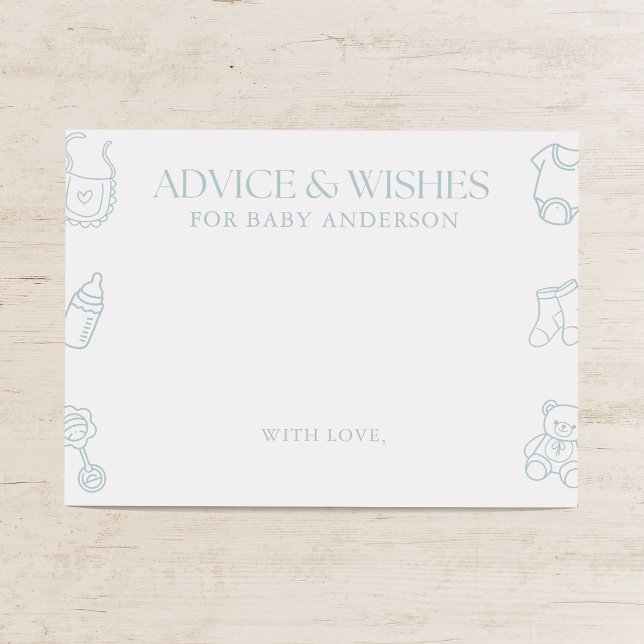 Tarjeta De Recepción Blue Boy Minimal Baby Shower Advice and Wishes (Subido por el creador)