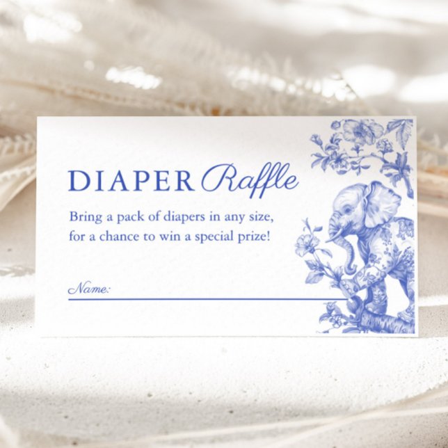 Tarjeta De Recepción Blue Boy Toile Safari Diaper Raffle Baby Shower (Blue Boy Toile Safari Diaper Raffle Baby Shower Enclosure Card)