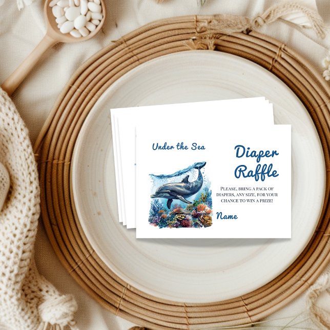 Tarjeta De Recepción Blue Boy Under Sea Baby Shower Diaper Raffle (Subido por el creador)