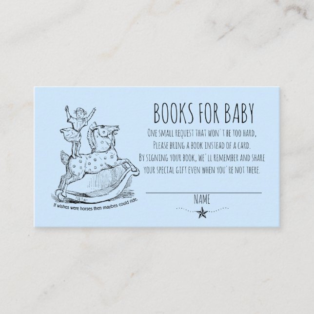 Tarjeta De Recepción Blue Boy Whimsical Baby Shower Books For Baby (Anverso)