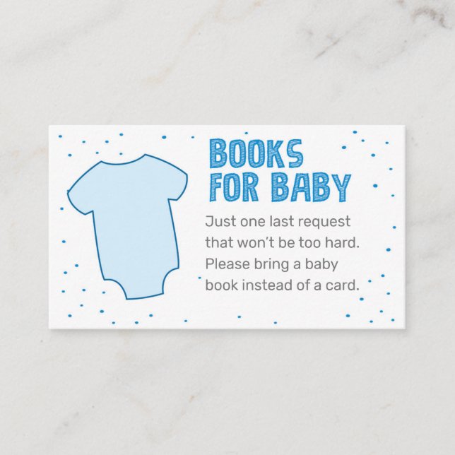 Tarjeta De Recepción Blue Bring a Book Card Baby Shower Game (Anverso)