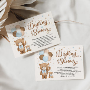 Tarjeta De Recepción Blue Brown Teddy Bear Baby Boy Display Shower