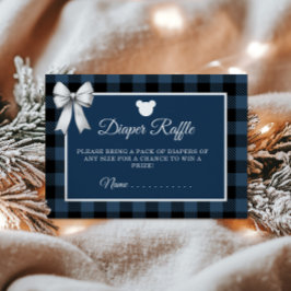 Tarjeta De Recepción Blue Buffalo Plaid Bear Diaper Raffle