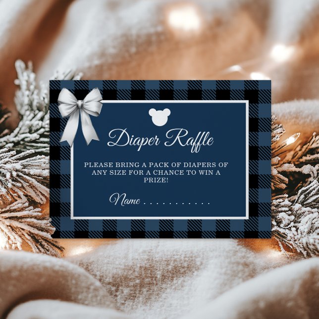 Tarjeta De Recepción Blue Buffalo Plaid Bear Diaper Raffle (Subido por el creador)