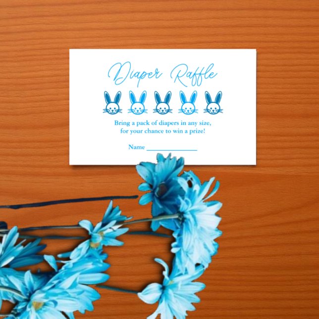 Tarjeta De Recepción Blue Bunny Baby Shower Diaper Raffle (Subido por el creador)