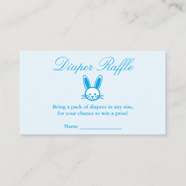 Tarjeta De Recepción Blue Bunny Baby Shower Diaper Raffle (Anverso)