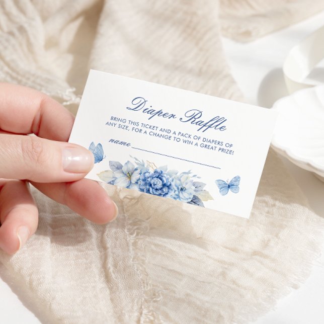 Tarjeta De Recepción Blue Butterfly Diaper Raffle Boy Baby Shower (Subido por el creador)