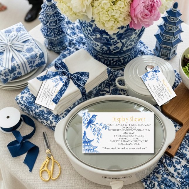 Tarjeta De Recepción Blue Chinoiserie  Bridal Display Shower    (Blue Chinoiserie Bridal Display Shower Enclosure Card)