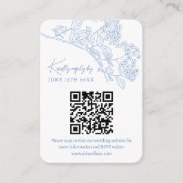 Tarjeta De Recepción Blue Chinoiserie Toile Weddin Sitio web RSVP Códig