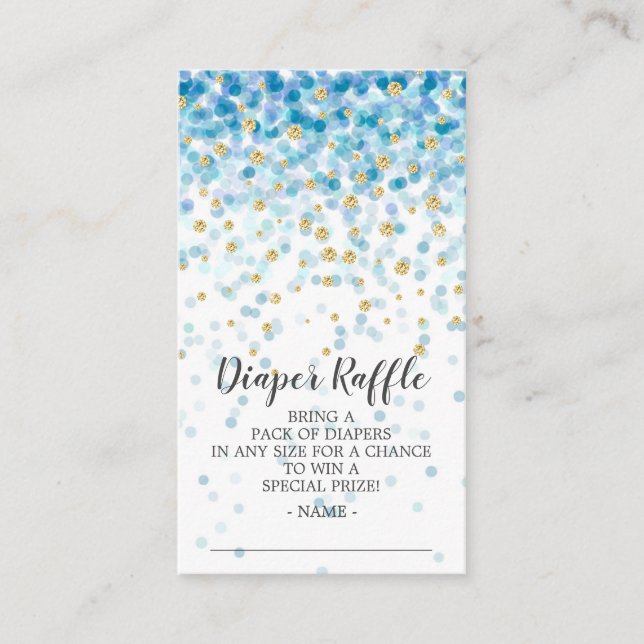 Tarjeta De Recepción Blue Confetti Baby Shower Diaper Raffle Ticket (Anverso)