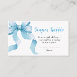 Tarjeta De Recepción Blue Coquette Bow Baby Shower Diaper Raffle