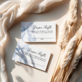 Tarjeta De Recepción Blue Coquette Bow Baby Shower, Diaper Raffle Card