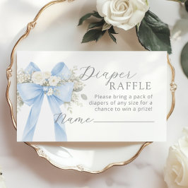 Tarjeta De Recepción Blue Coquette Bow Diaper raffle ticket