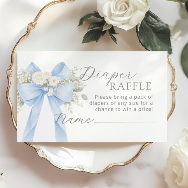 Tarjeta De Recepción Blue Coquette Bow Diaper raffle ticket (Subido por el creador)