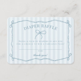 Tarjeta De Recepción Blue Coquette Bow Pastel Baby Shower Diaper Raffle
