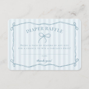 Tarjeta De Recepción Blue Coquette Bow Pastel Baby Shower Diaper Raffle