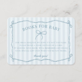 Tarjeta De Recepción Blue Coquette Bow Pastel Ducha Books para el bebé