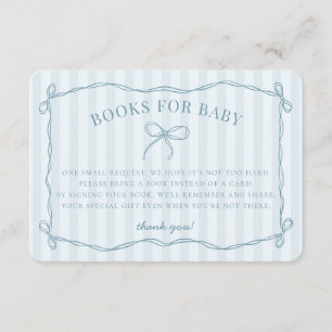 Tarjeta De Recepción Blue Coquette Bow Pastel Ducha Books para el bebé