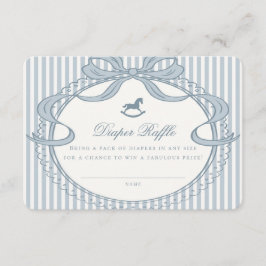 Tarjeta De Recepción Blue Coquette Bow Rocking Horse Diaper Raffle Card