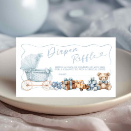Tarjeta De Recepción Blue Coquette Carriage Baby Shower Diaper Raffle