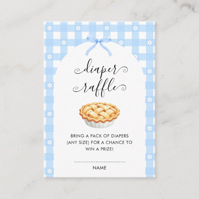 Tarjeta De Recepción Blue Coquette Pie Diaper Raffle (Anverso)