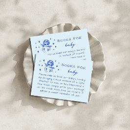 Tarjeta De Recepción Blue Cupid Valentines Book Request Baby Shower