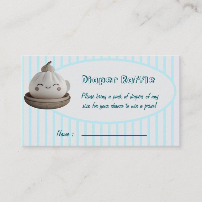 Tarjeta De Recepción Blue Cute Dumpling Diaper Raffle Enclosure Card (Anverso)