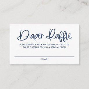 Tarjeta De Recepción Blue Cute Modern Caligraphy Diaper Raffle Game
