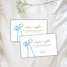 Blue Cute Polka Dot Bow Diaper Raffle Baby Shower